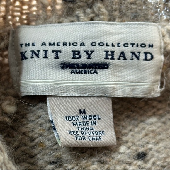 The Limited Vintage Women’s M Oatmeal Tan Marled Wool Hand Knit Cropped Sweater - Picture 4 of 6